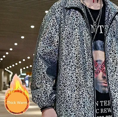 Reflective Loose Casual Streetwear Hip Hop Style Men Jacket