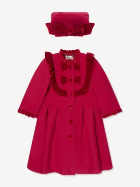 Sarah Louise Girls Coat And Hat Set in Red