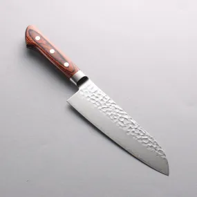 Seisuke VG10 33 Layer Hammered Damascus Santoku  170mm Mahogany Handle