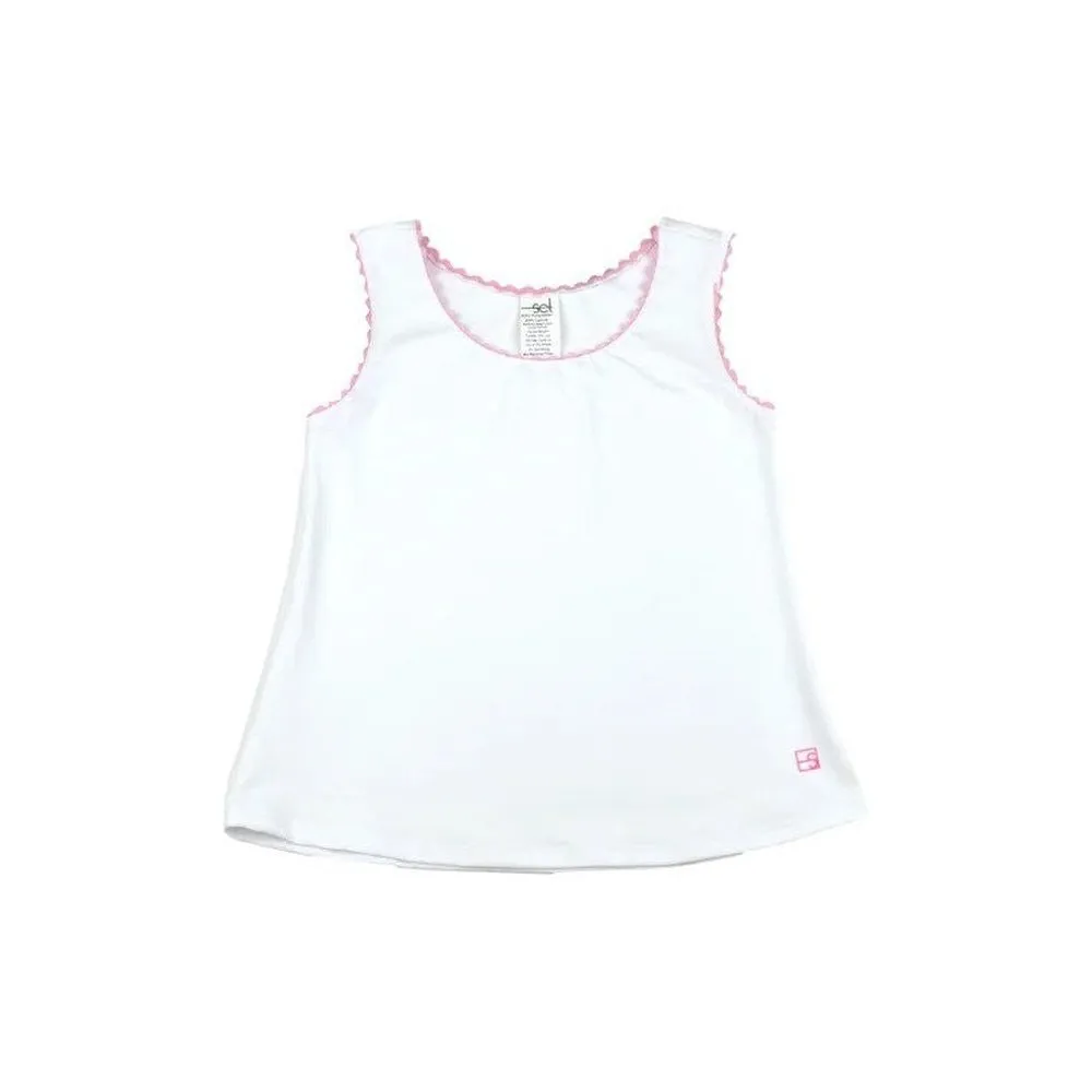 SET Athleisure Riley Razor Tank White Pink Ric Rac