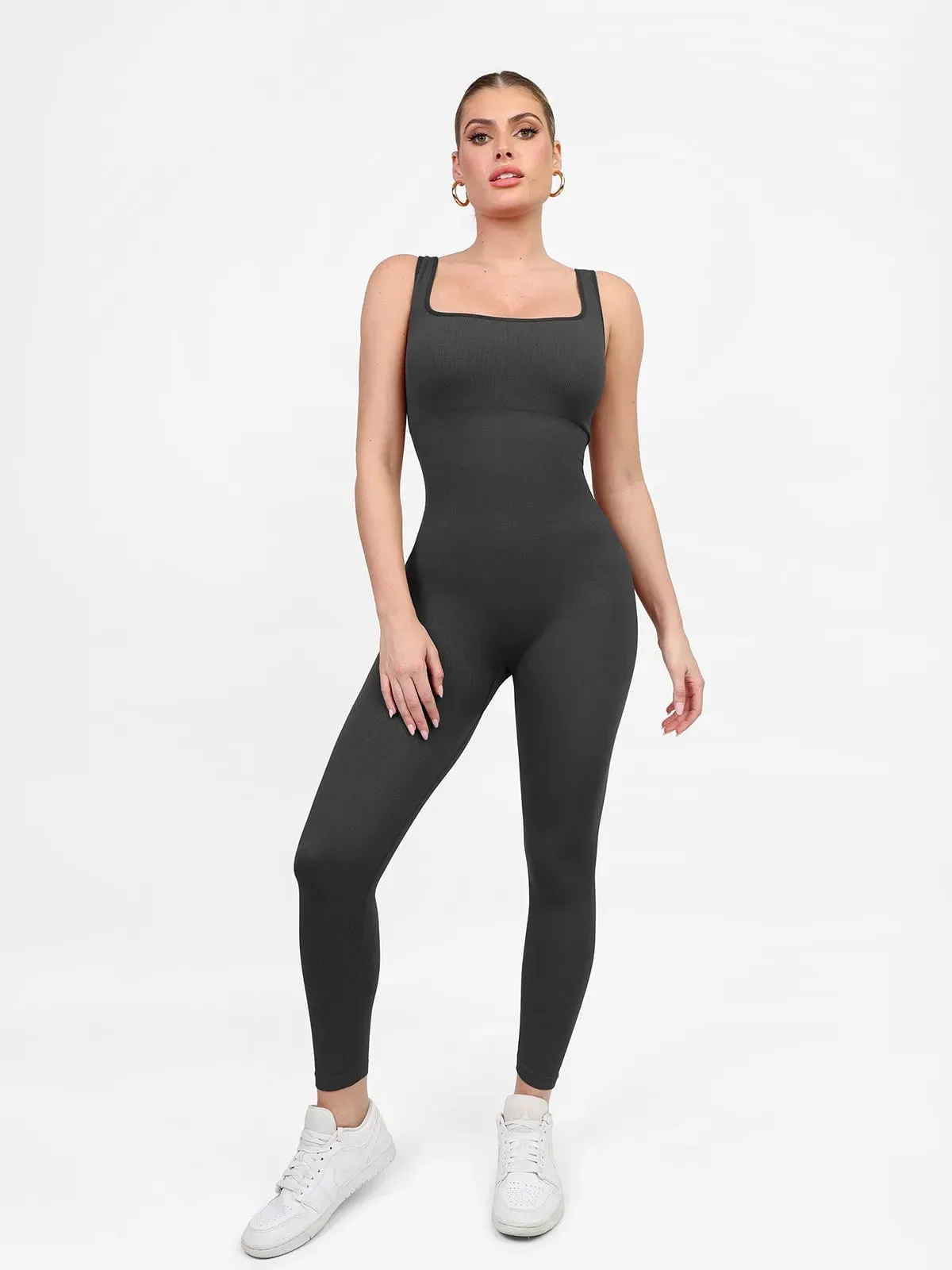 Shapewear Square Neck Tank Workout Seamless Jumpsuit