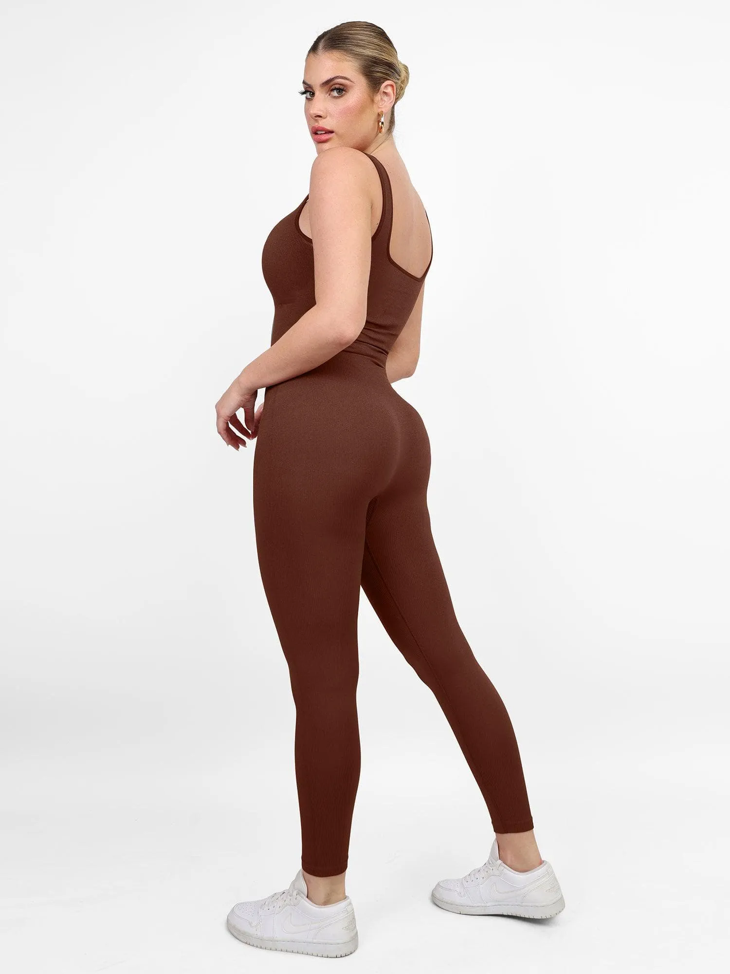 Shapewear Square Neck Tank Workout Seamless Jumpsuit