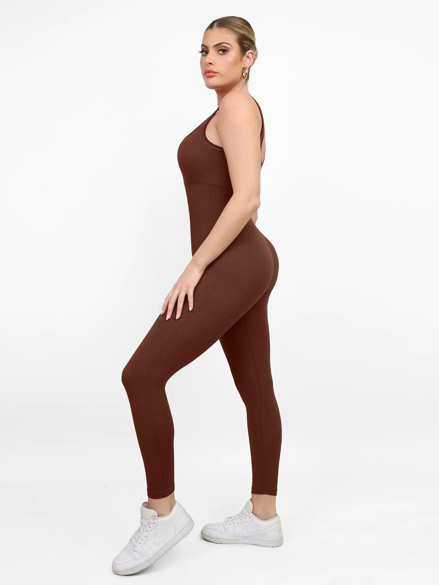 Shapewear Square Neck Tank Workout Seamless Jumpsuit