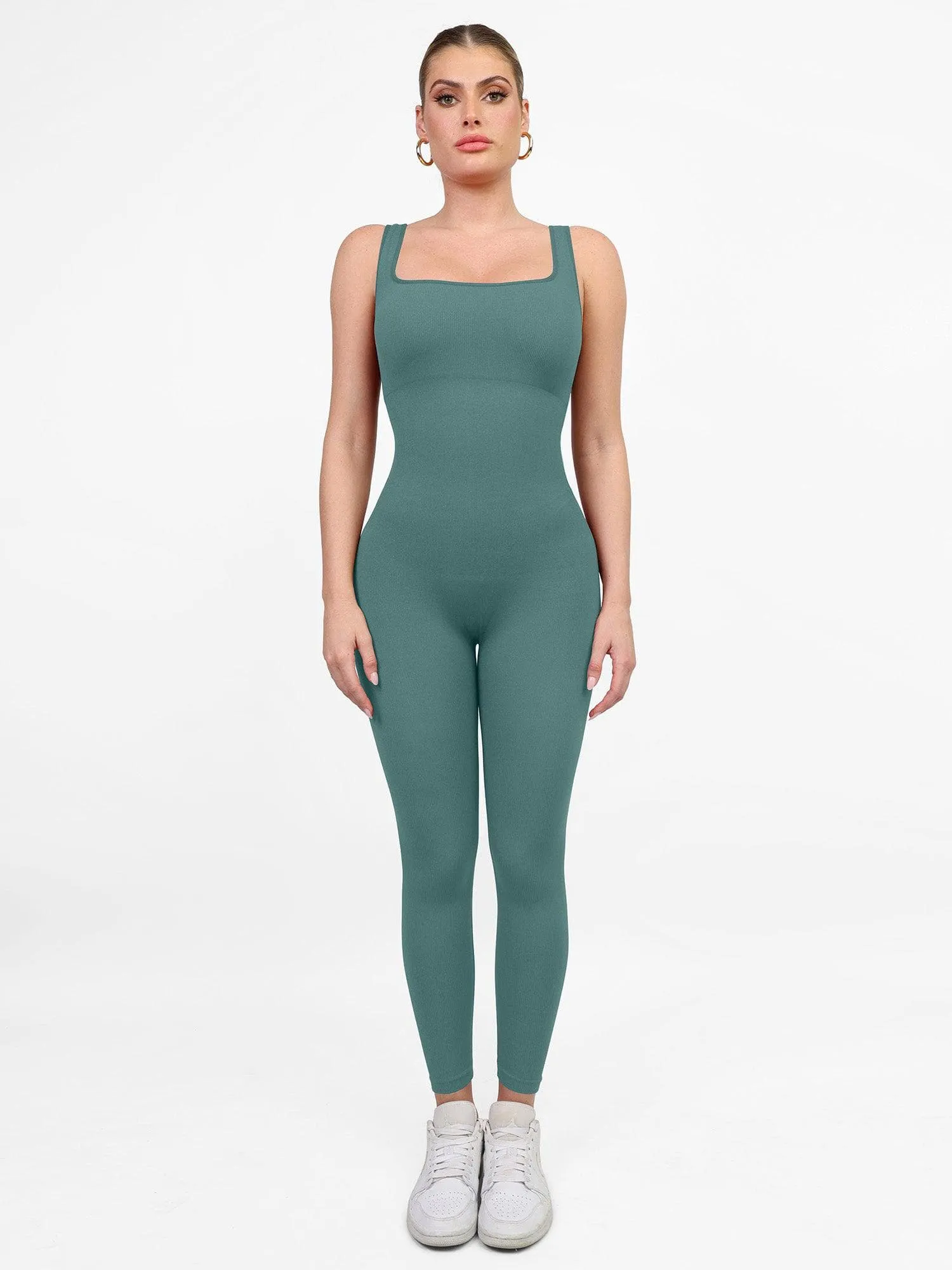 Shapewear Square Neck Tank Workout Seamless Jumpsuit