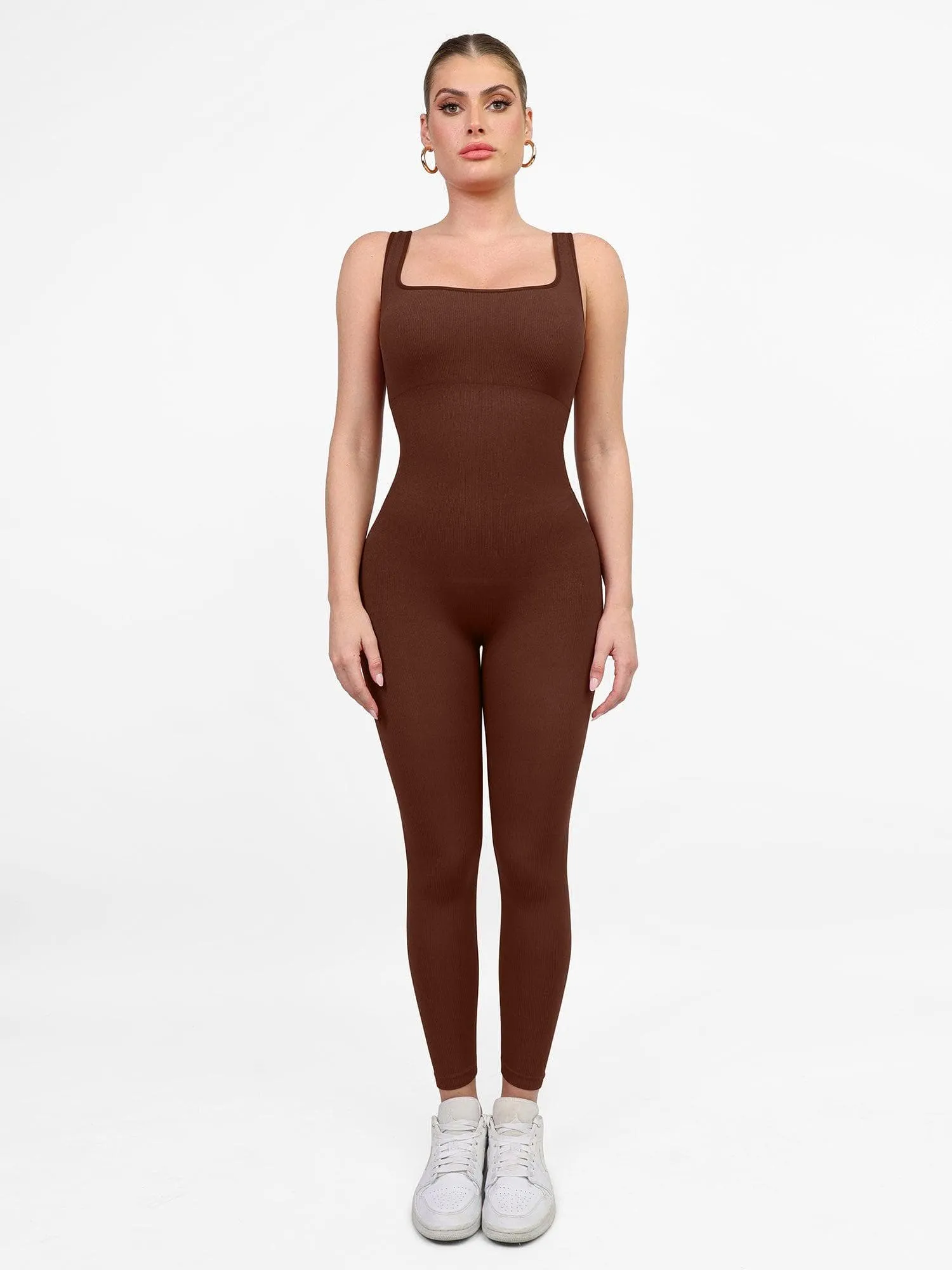 Shapewear Square Neck Tank Workout Seamless Jumpsuit