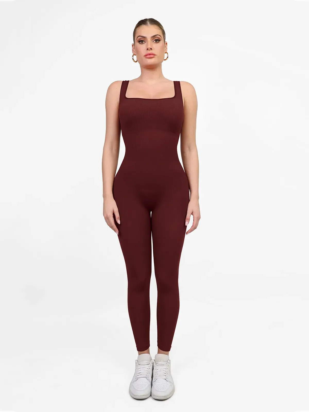 Shapewear Square Neck Tank Workout Seamless Jumpsuit