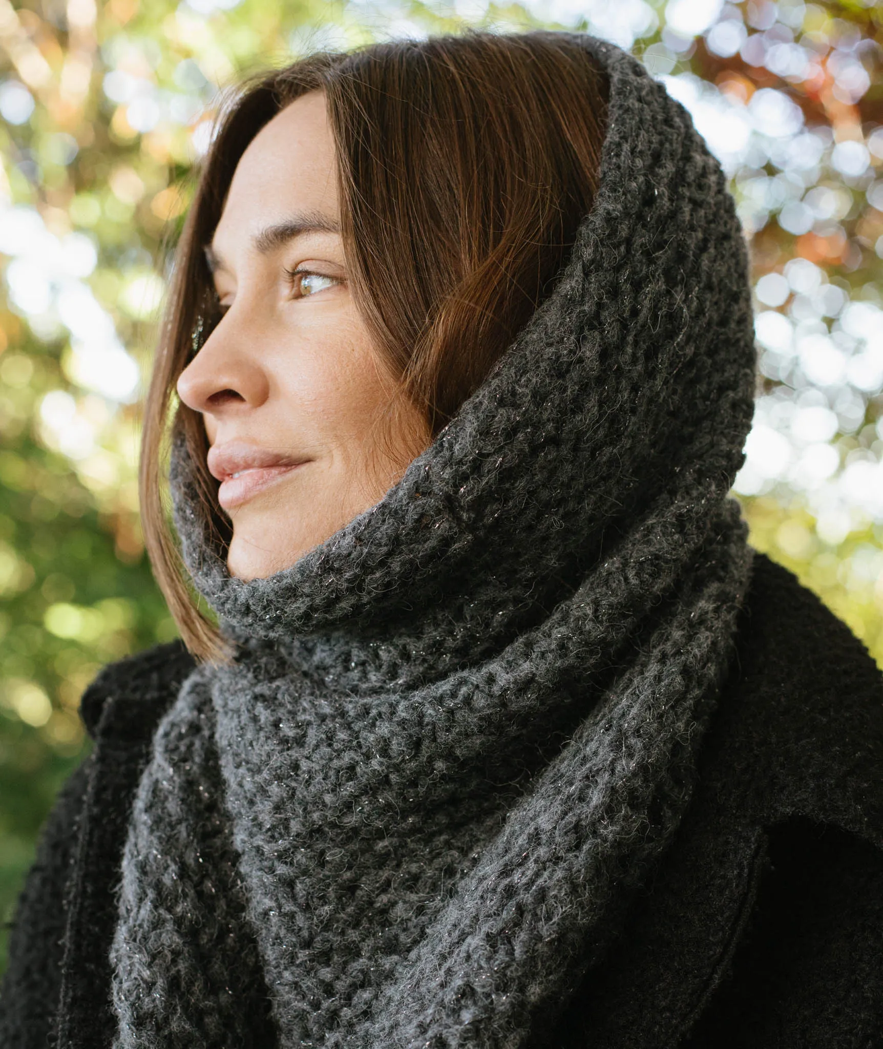 Shoulder Cozy Using Rowan Brushed Fleece and Lana Grossa Brillino