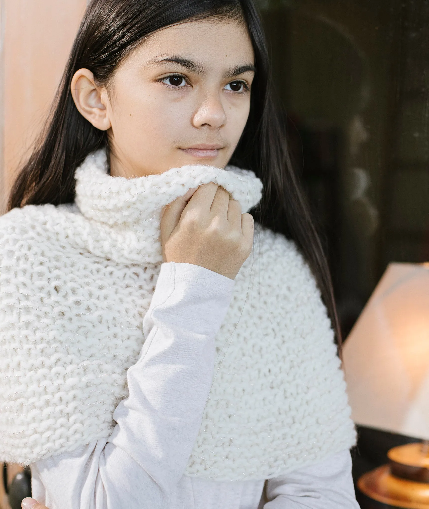 Shoulder Cozy Using Rowan Brushed Fleece and Lana Grossa Brillino