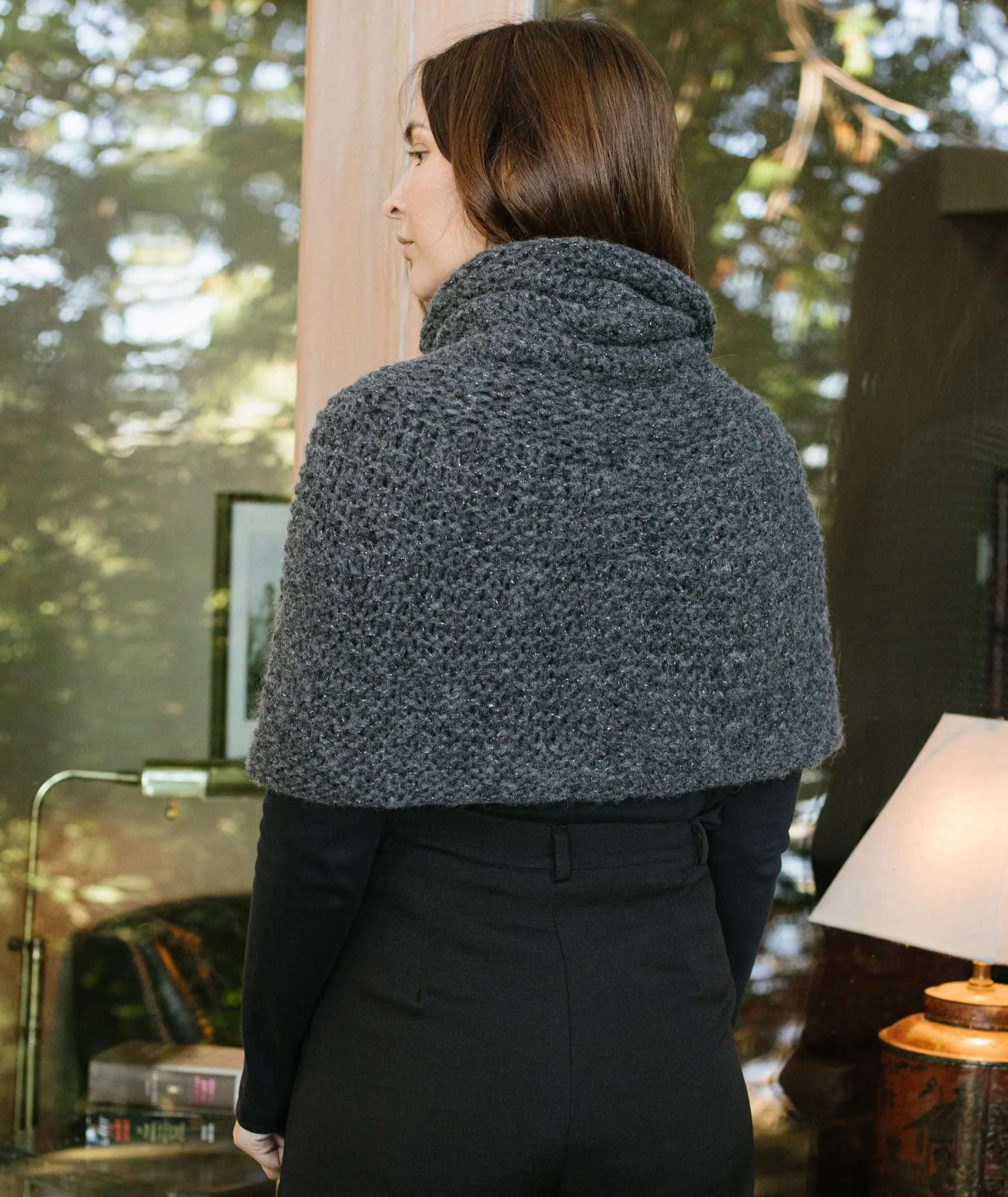 Shoulder Cozy Using Rowan Brushed Fleece and Lana Grossa Brillino