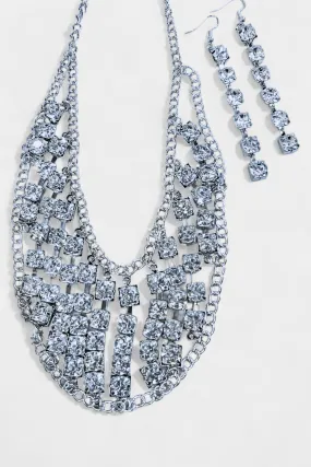 Silver Rhinestone Necklace Set