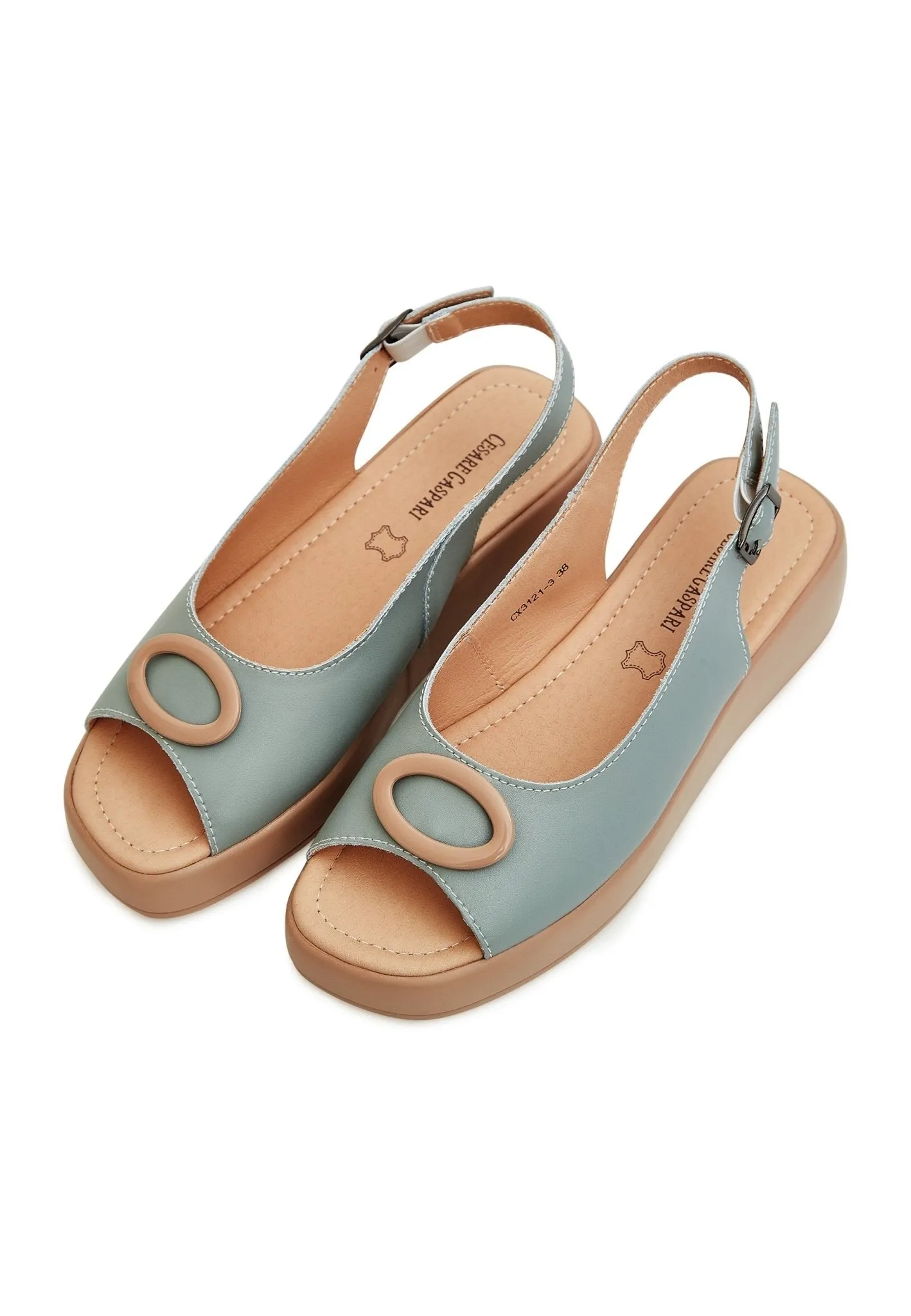 Slip-On Platform Heel Sandals - Blue