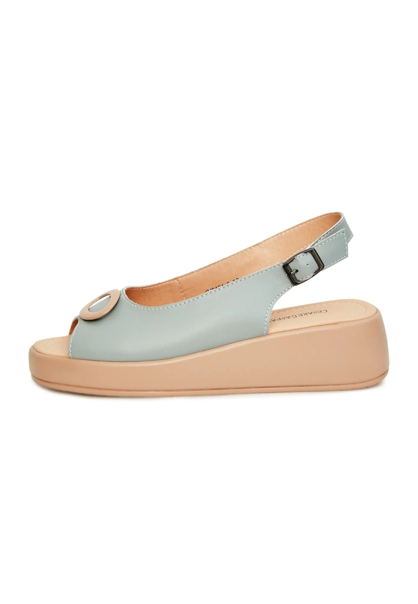 Slip-On Platform Heel Sandals - Blue