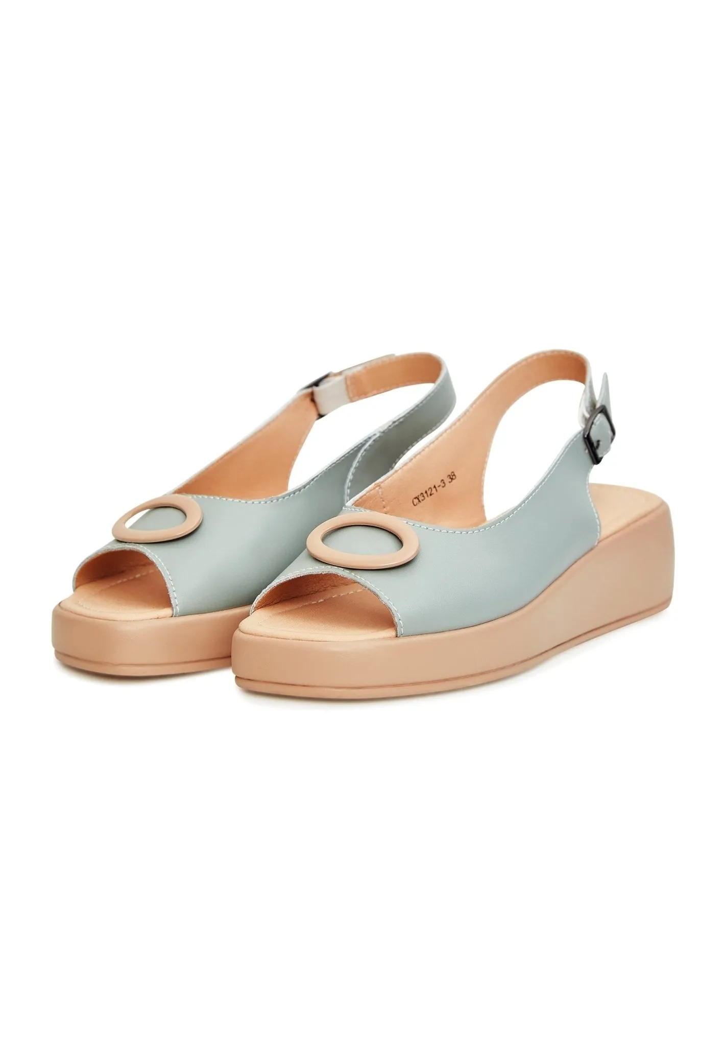 Slip-On Platform Heel Sandals - Blue