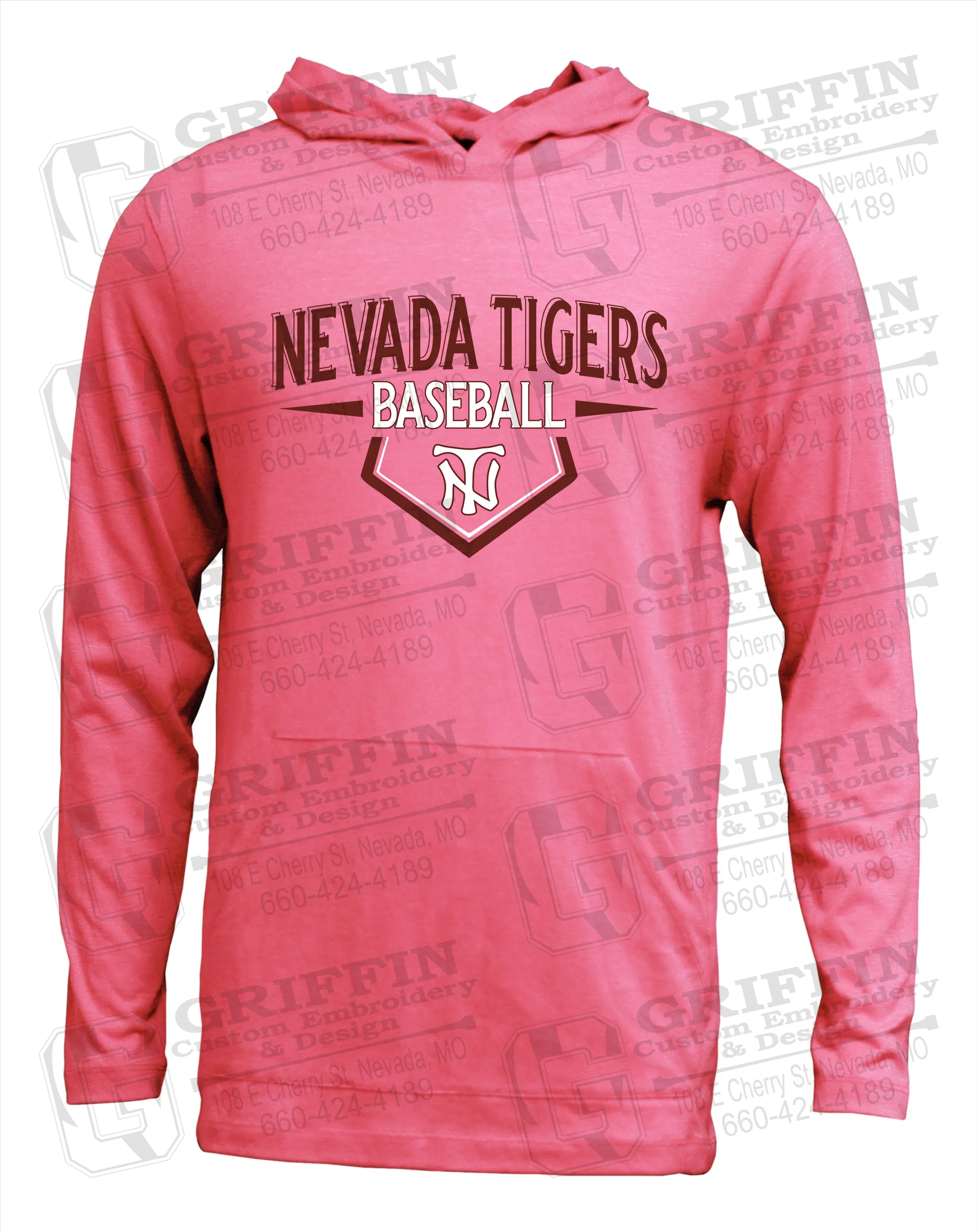 Soft-Tek T-Shirt Hoodie - Baseball - Nevada Tigers 24-W