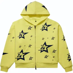 Sp5der Double Layer 5 Star Yellow Zip Hoodie