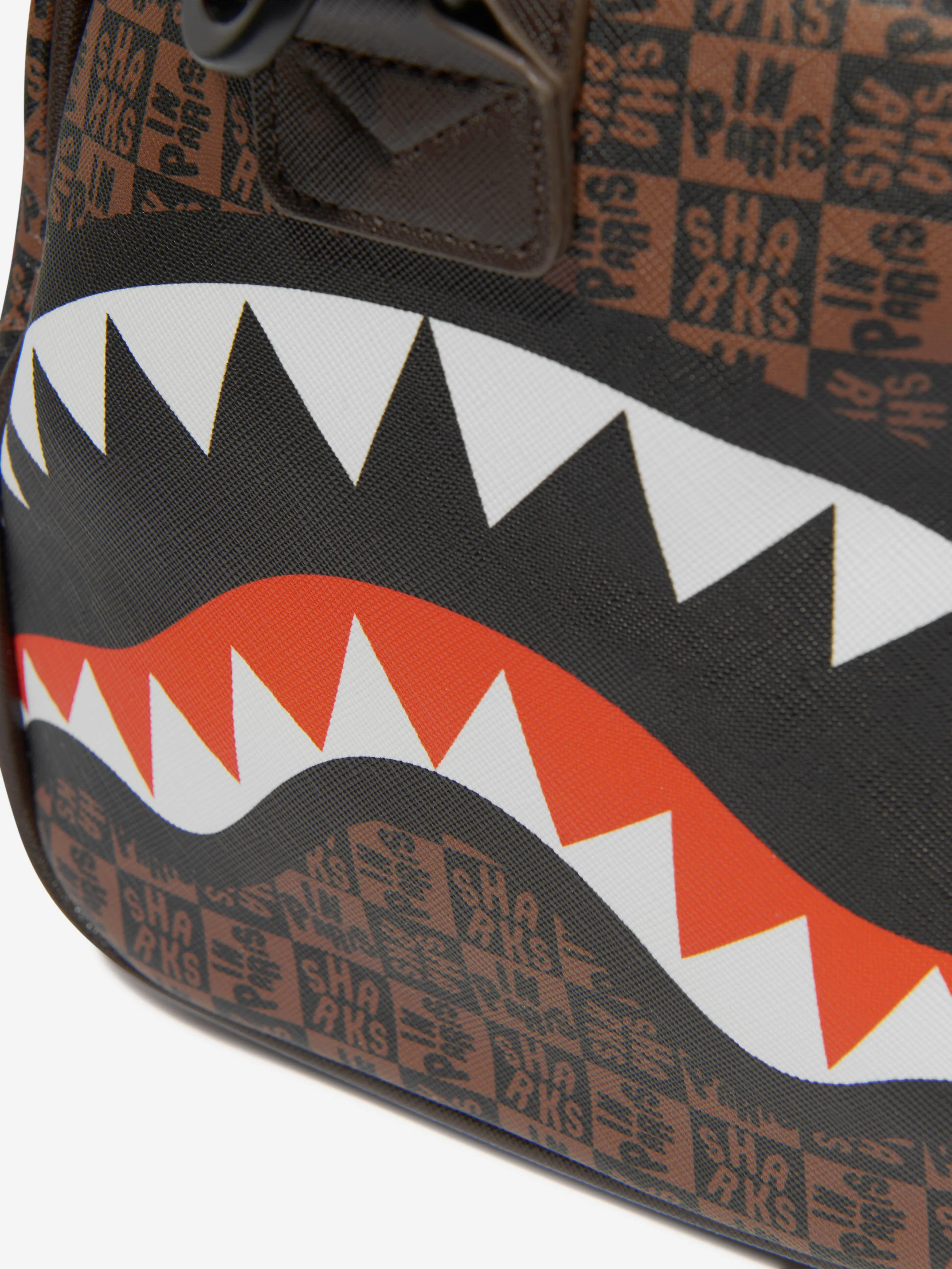 Sprayground Kids Sharks in Paris Check Mini Duffle in Brown