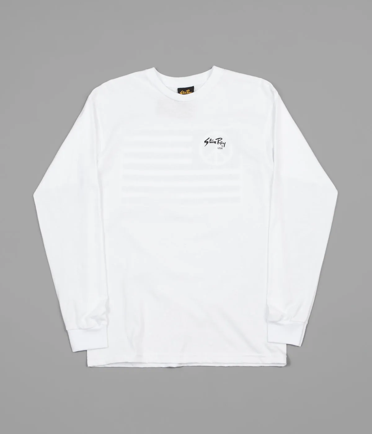 Stan Ray Peace Stripe Long Sleeve T-Shirt - White