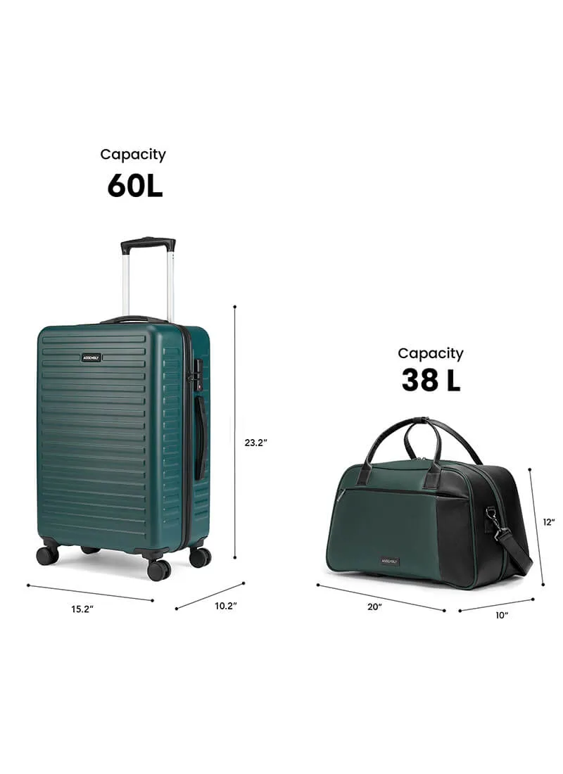 Stark Verve Combo | Green | Medium Hard Luggage with Duffle Bag