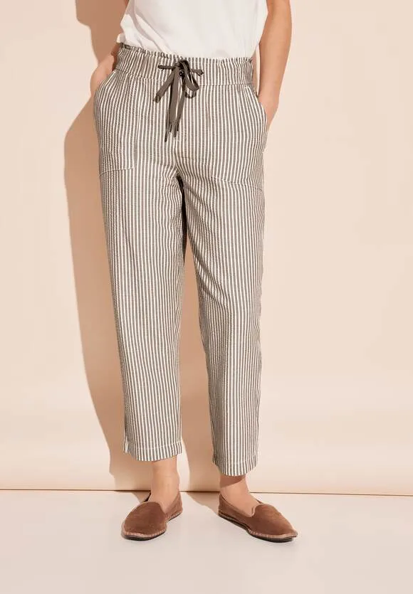 Street One 28" High Waist Lightweight Seersucker trousers in Beige or Blue 377583