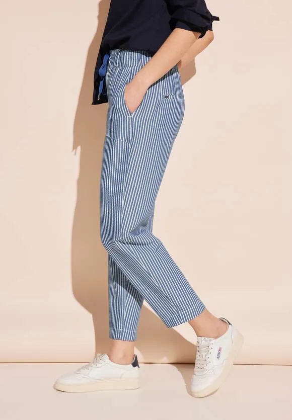 Street One 28" High Waist Lightweight Seersucker trousers in Beige or Blue 377583