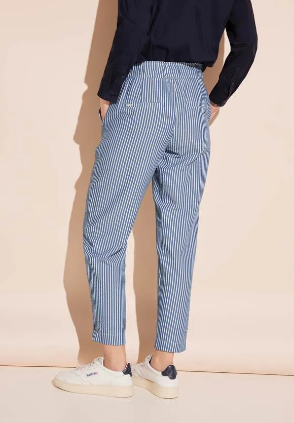 Street One 28" High Waist Lightweight Seersucker trousers in Beige or Blue 377583