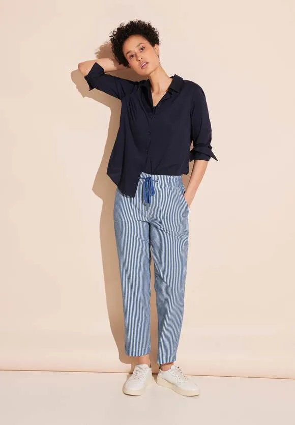 Street One 28" High Waist Lightweight Seersucker trousers in Beige or Blue 377583