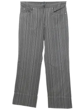 Striped Dark Grey Straight-Leg Trousers - W34 L32