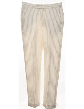 Striped Pattern Off-White & Light Grey Trousers - W36 L32