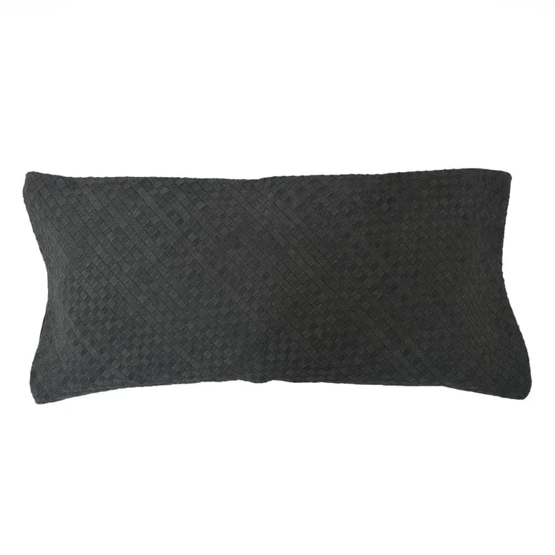 Suede Leather Lumbar Pillow