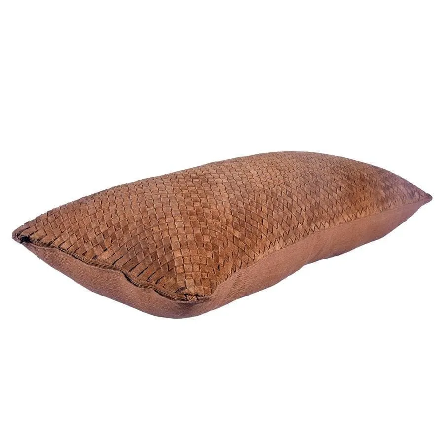 Suede Leather Lumbar Pillow