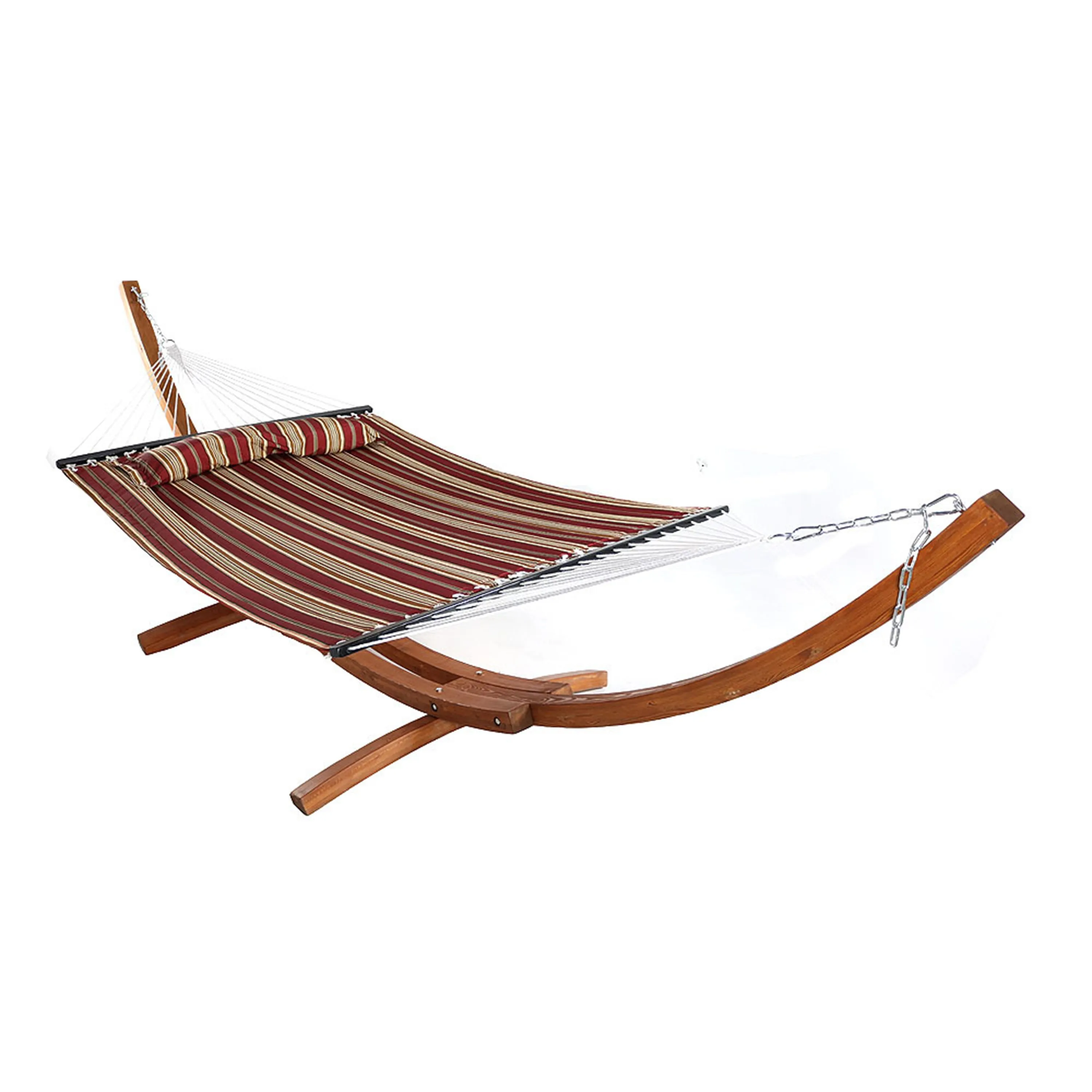 Sunnydaze 2-Person Double Rope Hammock with Wooden Stand