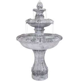 Sunnydaze 45" 3-Tier Outdoor Water Fountain - Mediterranean Reinforced Concrete