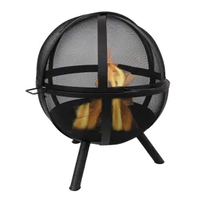 Sunnydaze Black 28" Sphere Flaming Ball Fire Pit with Protective Cover