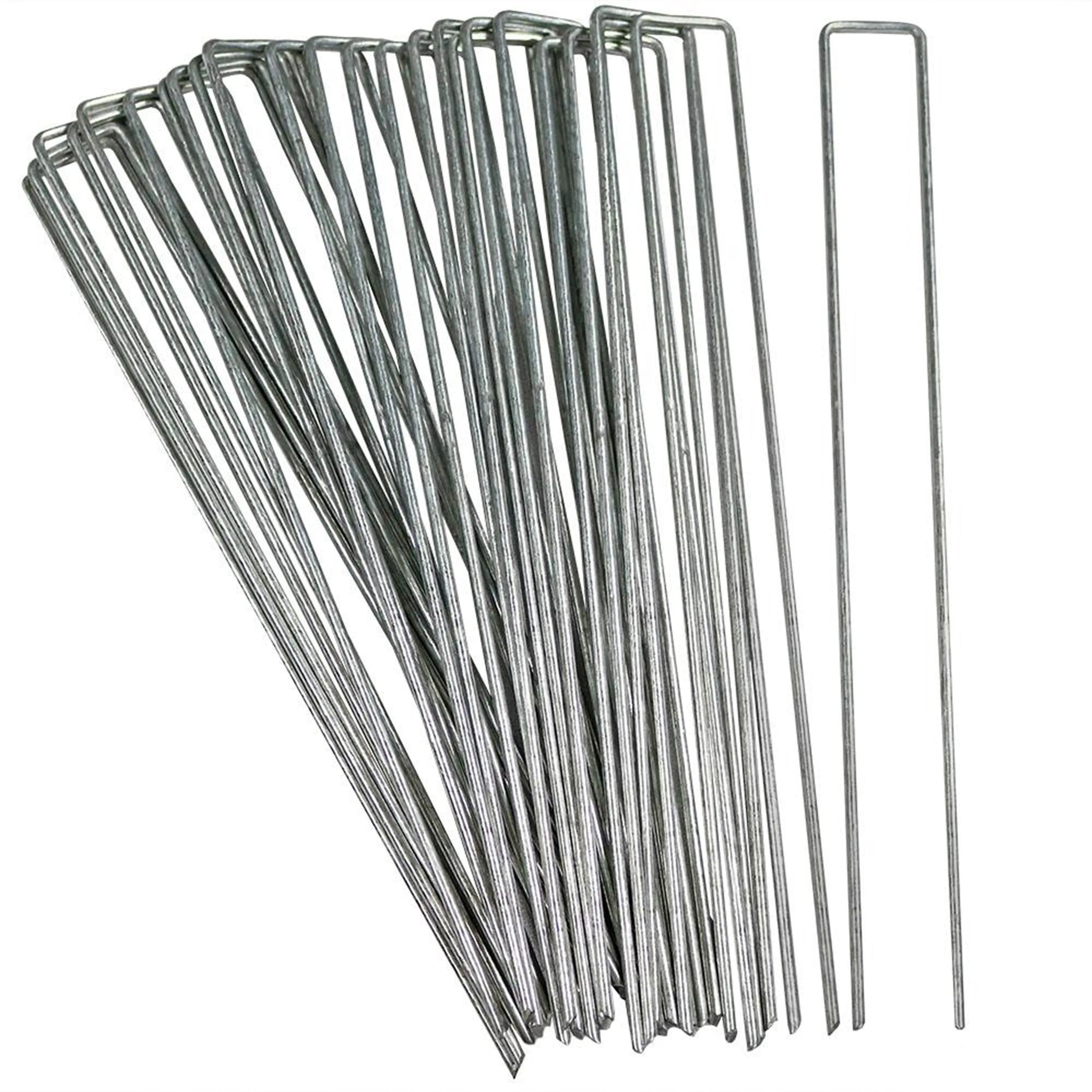 Sunnydaze Galvanized Steel Garden Landscape Staples - 12"