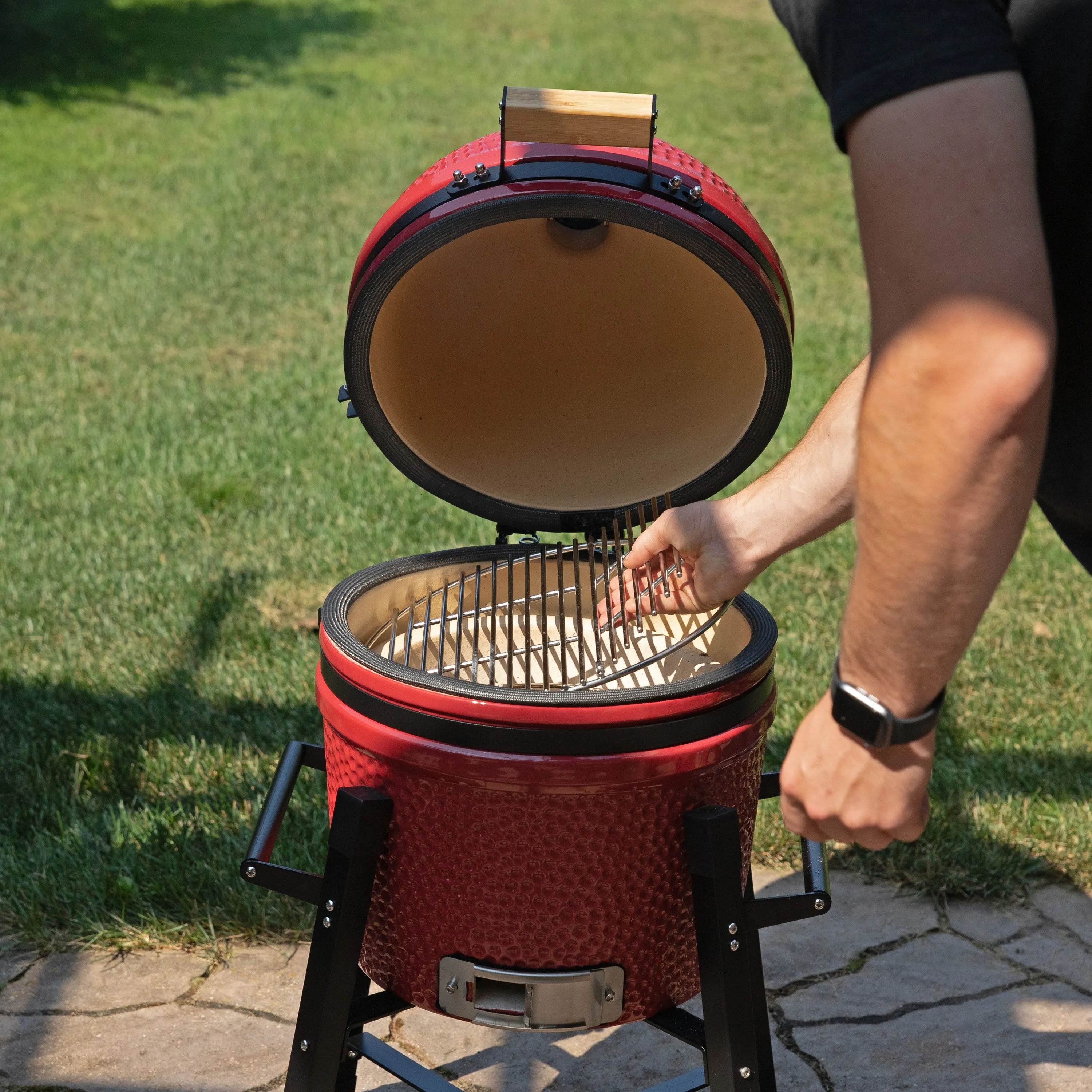 Sunnydaze Kamado Charcoal Grill and Smoker with Stand