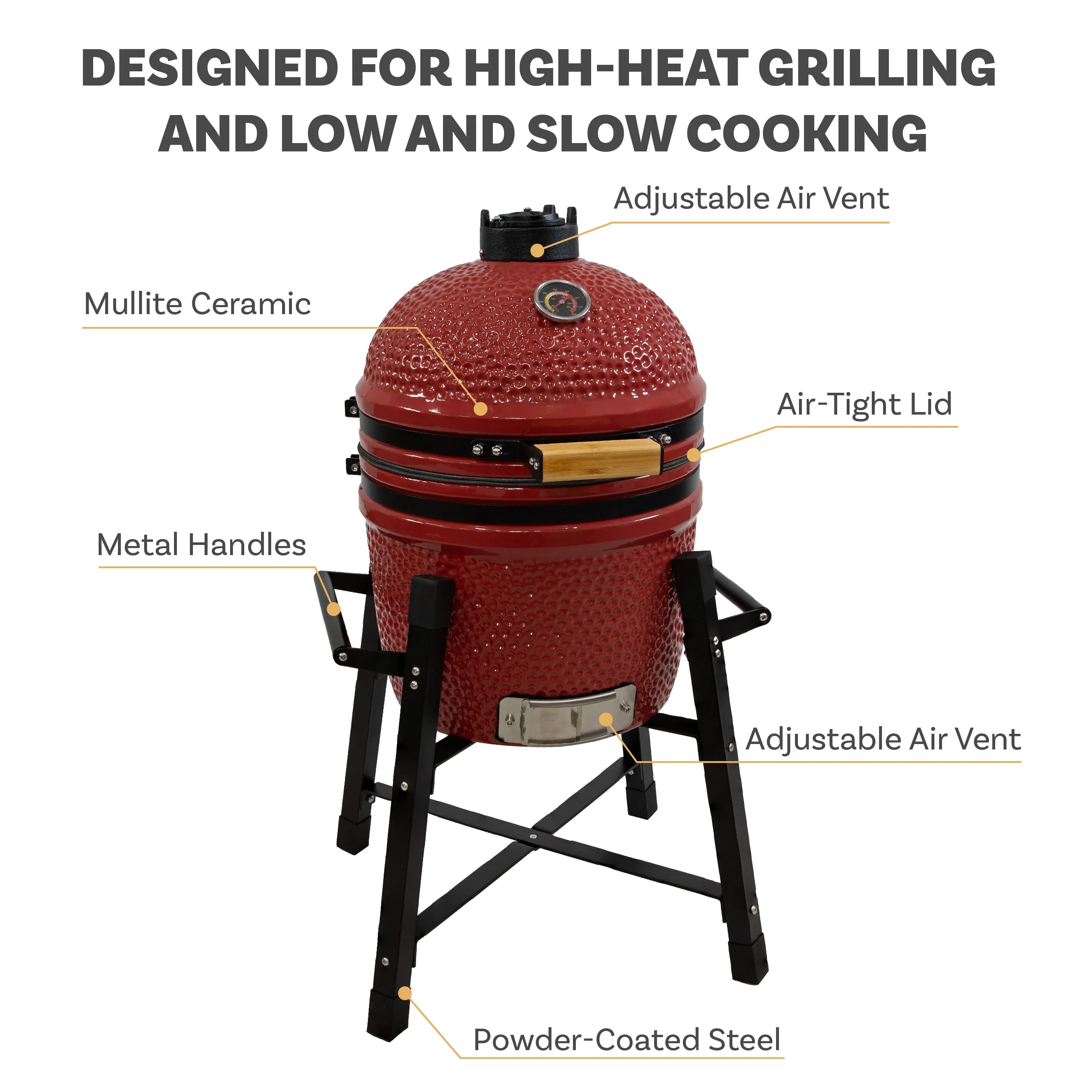 Sunnydaze Kamado Charcoal Grill and Smoker with Stand