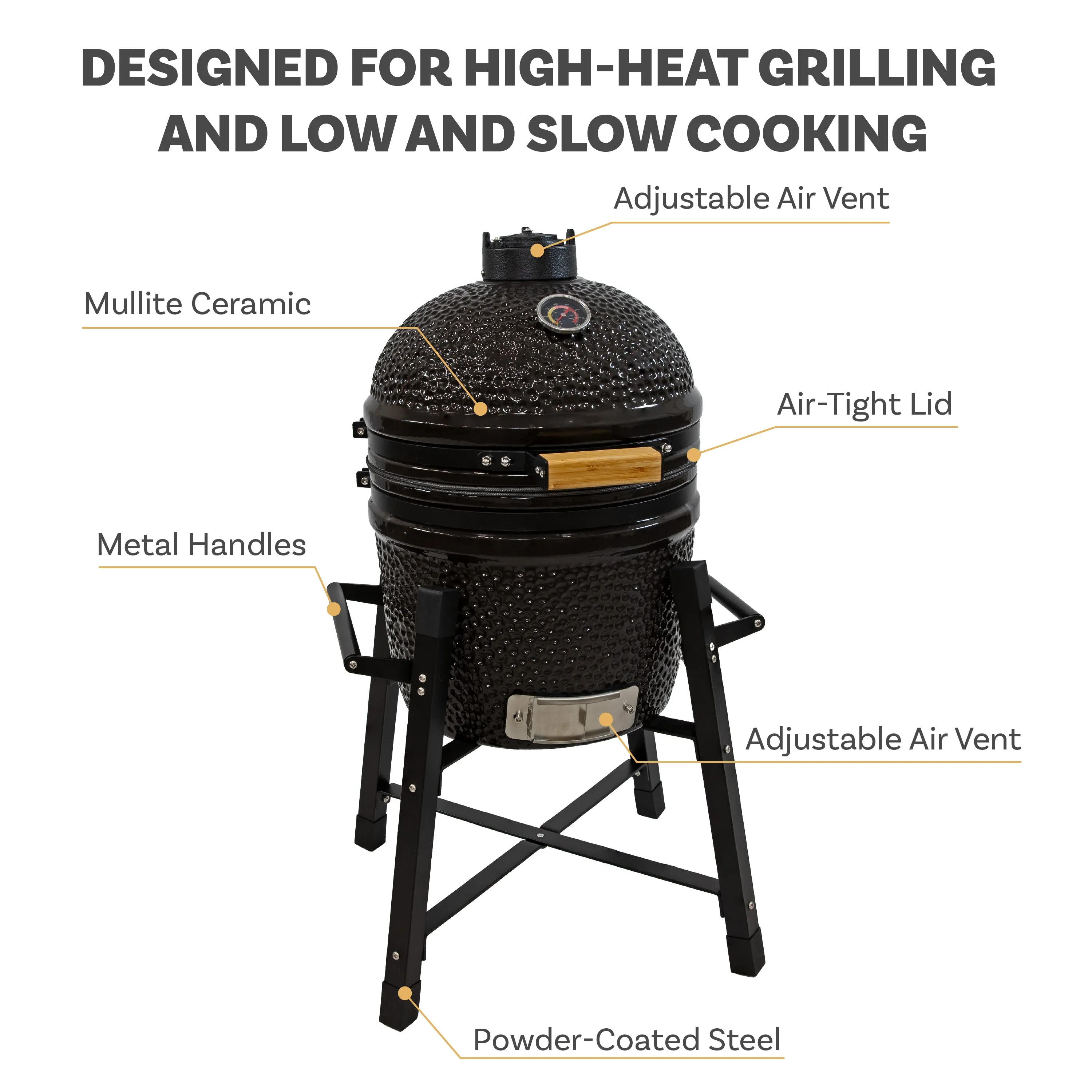 Sunnydaze Kamado Charcoal Grill and Smoker with Stand