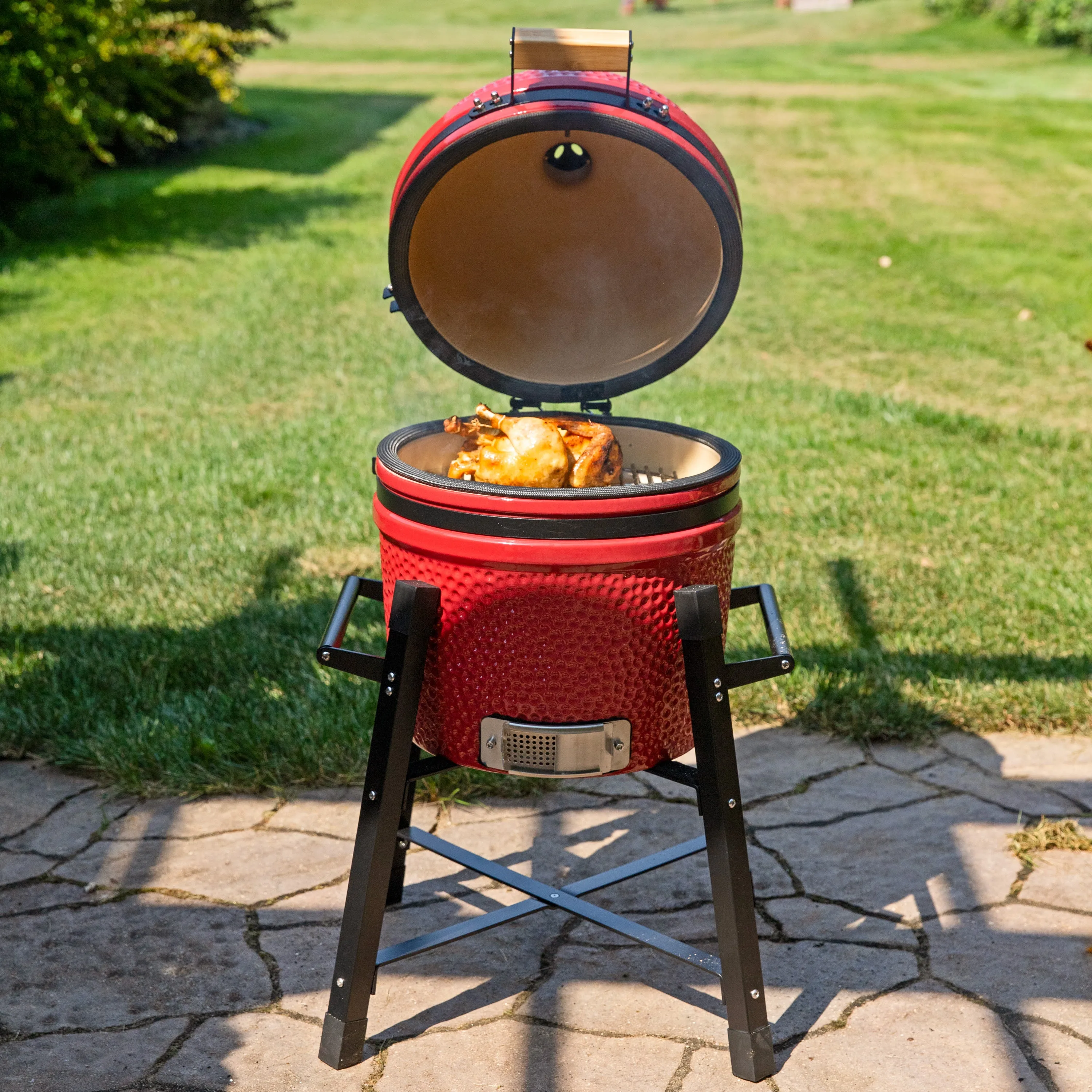 Sunnydaze Kamado Charcoal Grill and Smoker with Stand