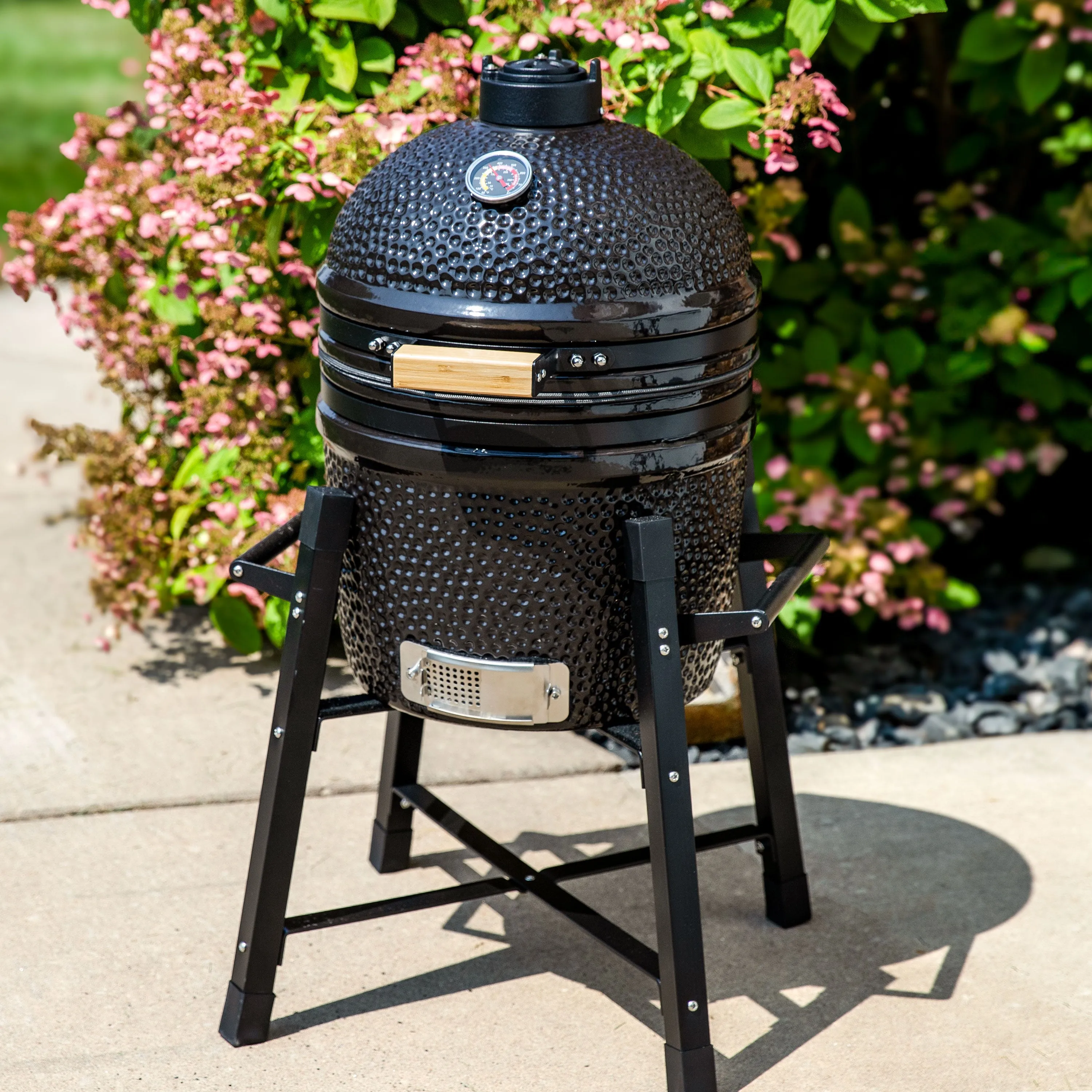 Sunnydaze Kamado Charcoal Grill and Smoker with Stand