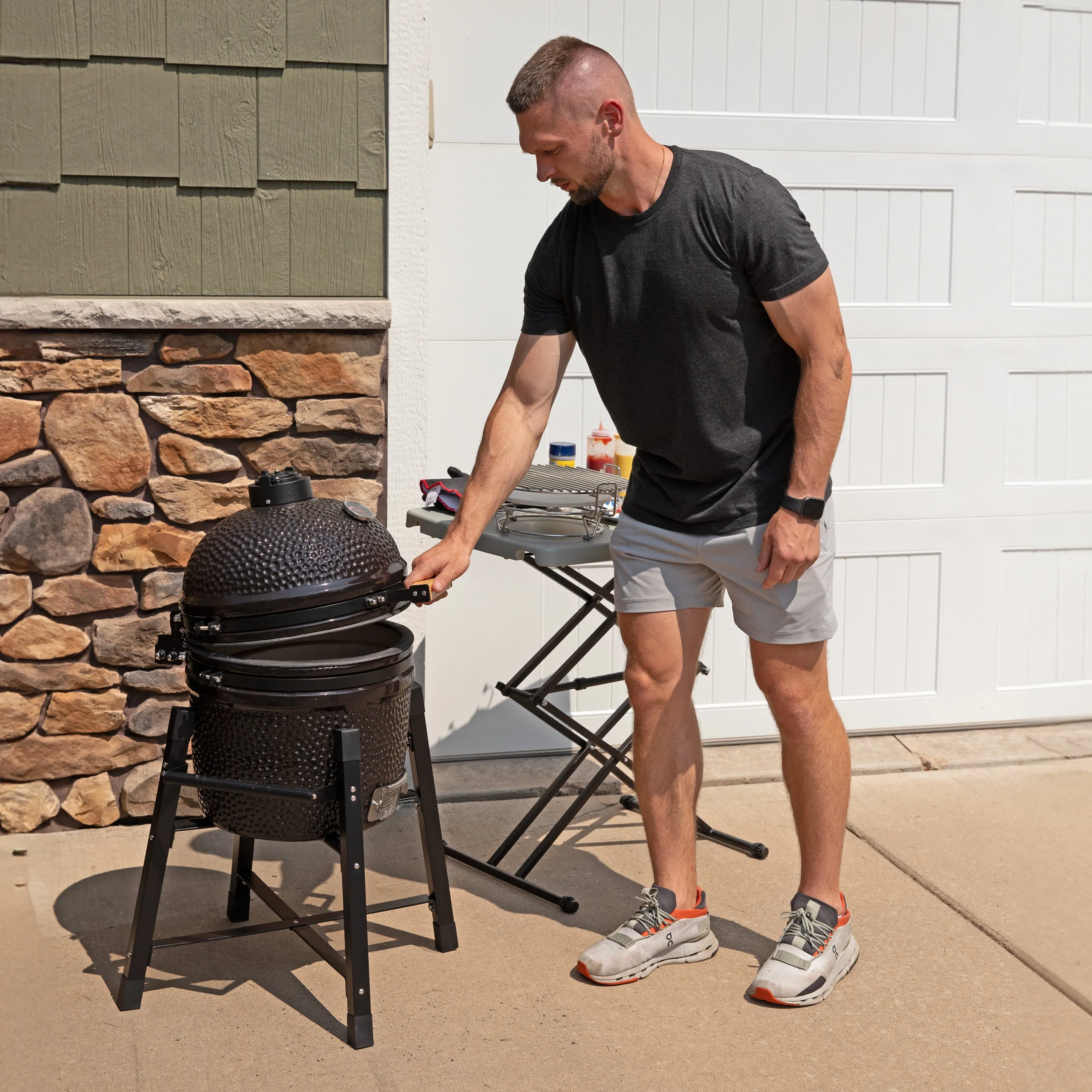 Sunnydaze Kamado Charcoal Grill and Smoker with Stand