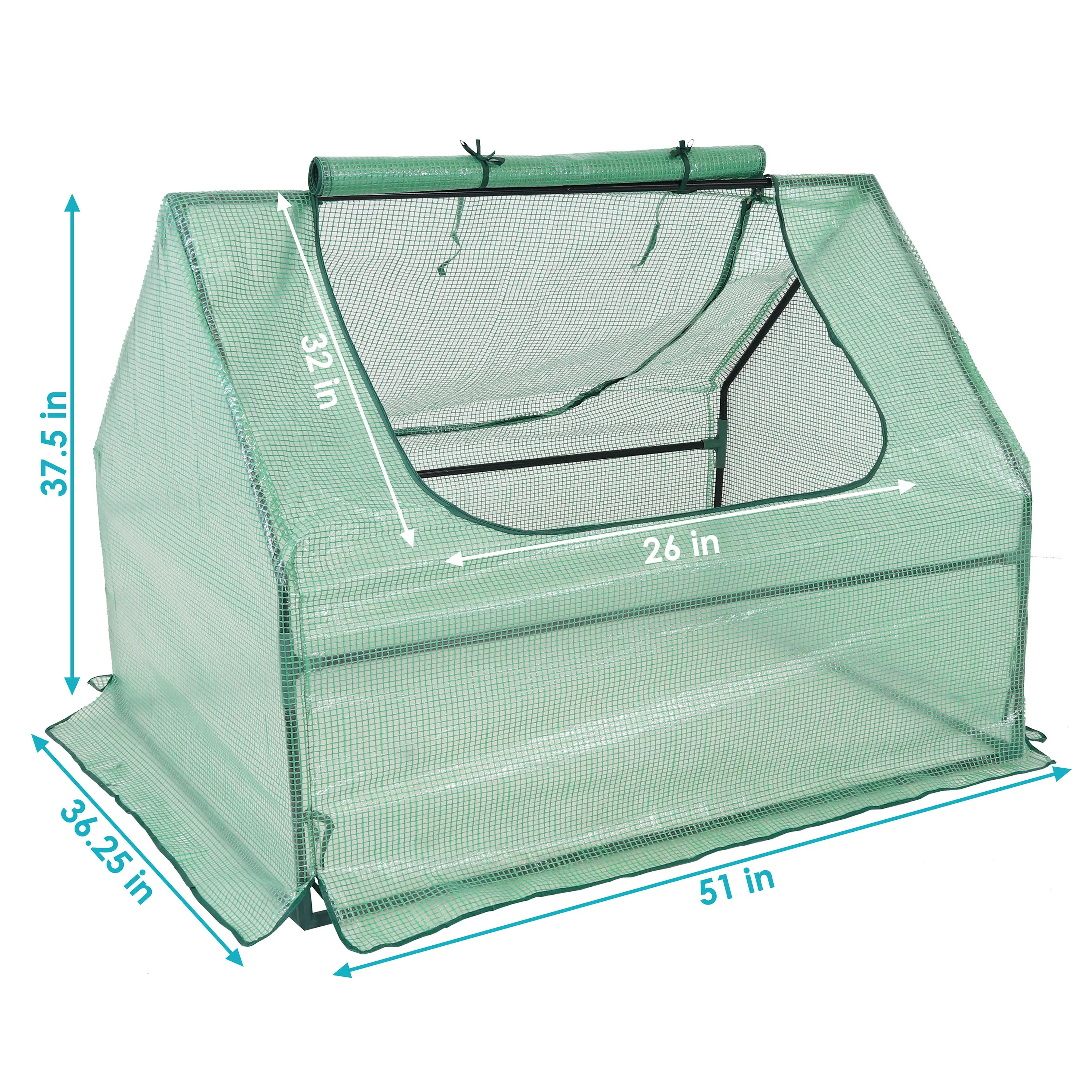 Sunnydaze Mini Greenhouse with 2 Side Doors - Green