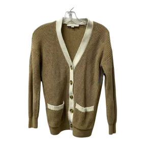 Sweater Cardigan By Loft In Tan & White, Size:S