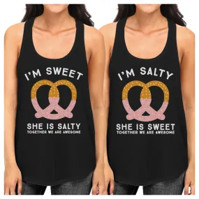 Sweet And Salty BFF Matching Black Tank Tops