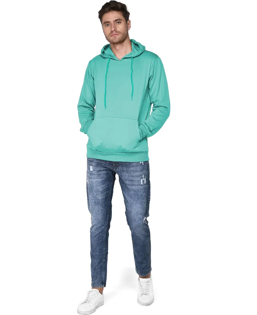 SXV Solid Plain Sweatshirt Hoodie for Men & Women (Turquoise Green)