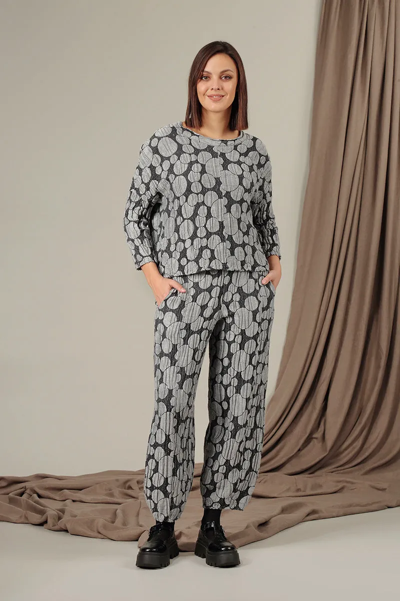 Taper Silver Circle Silk Linen Trousers