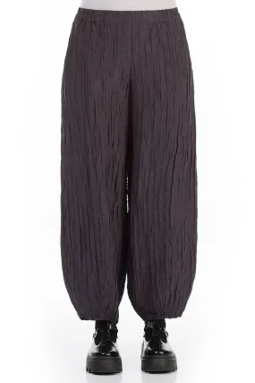 Taper Vintage Violet Crinkled Silk Linen Trousers