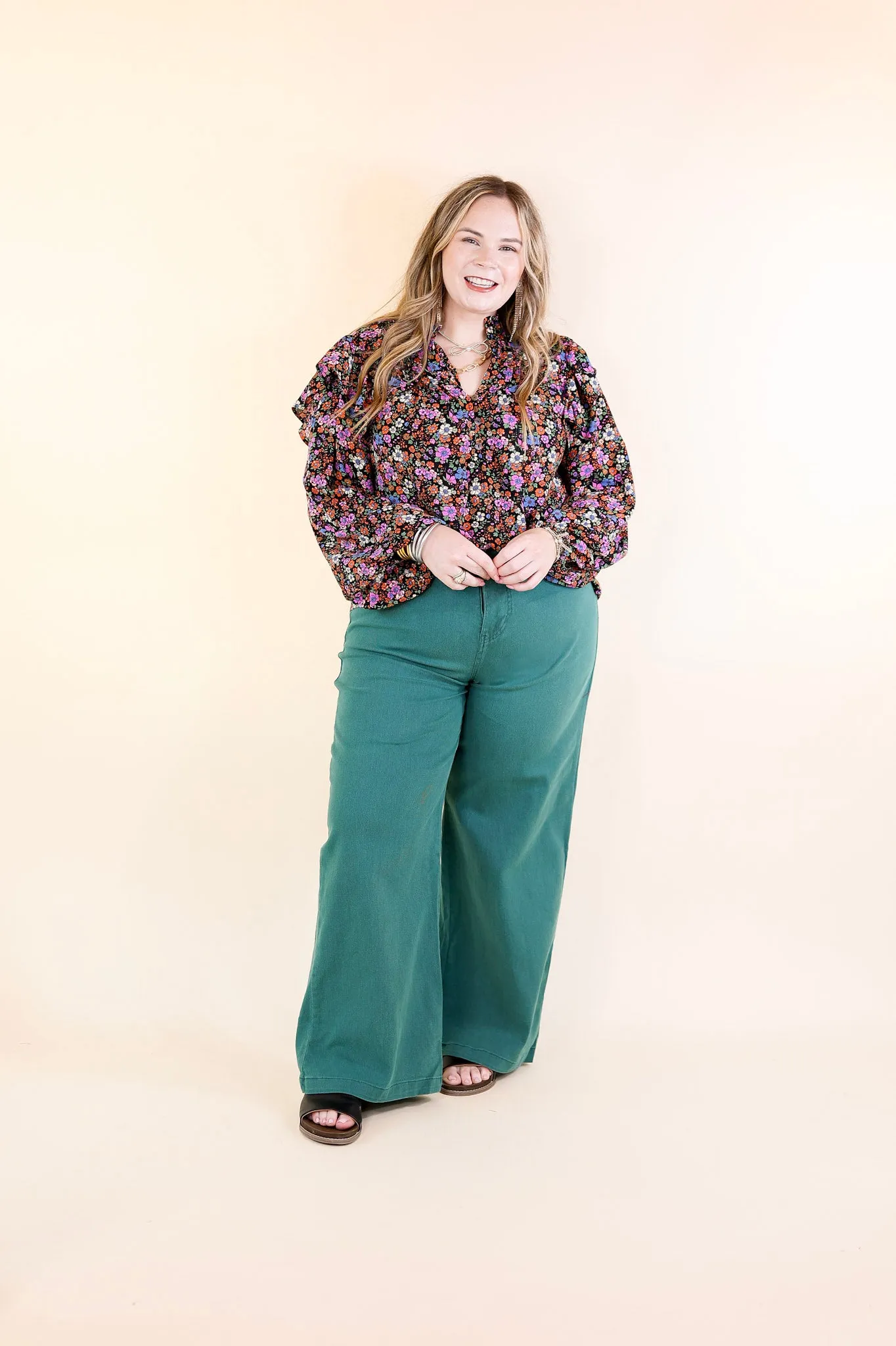 The Best Cropped Wide Leg Jeans in Hunter Green