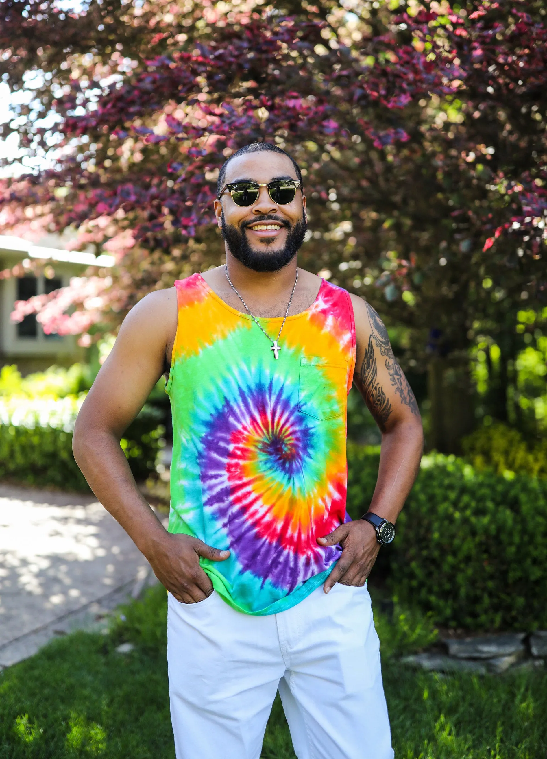 Tie Dye Men's Tank Top with Pocket