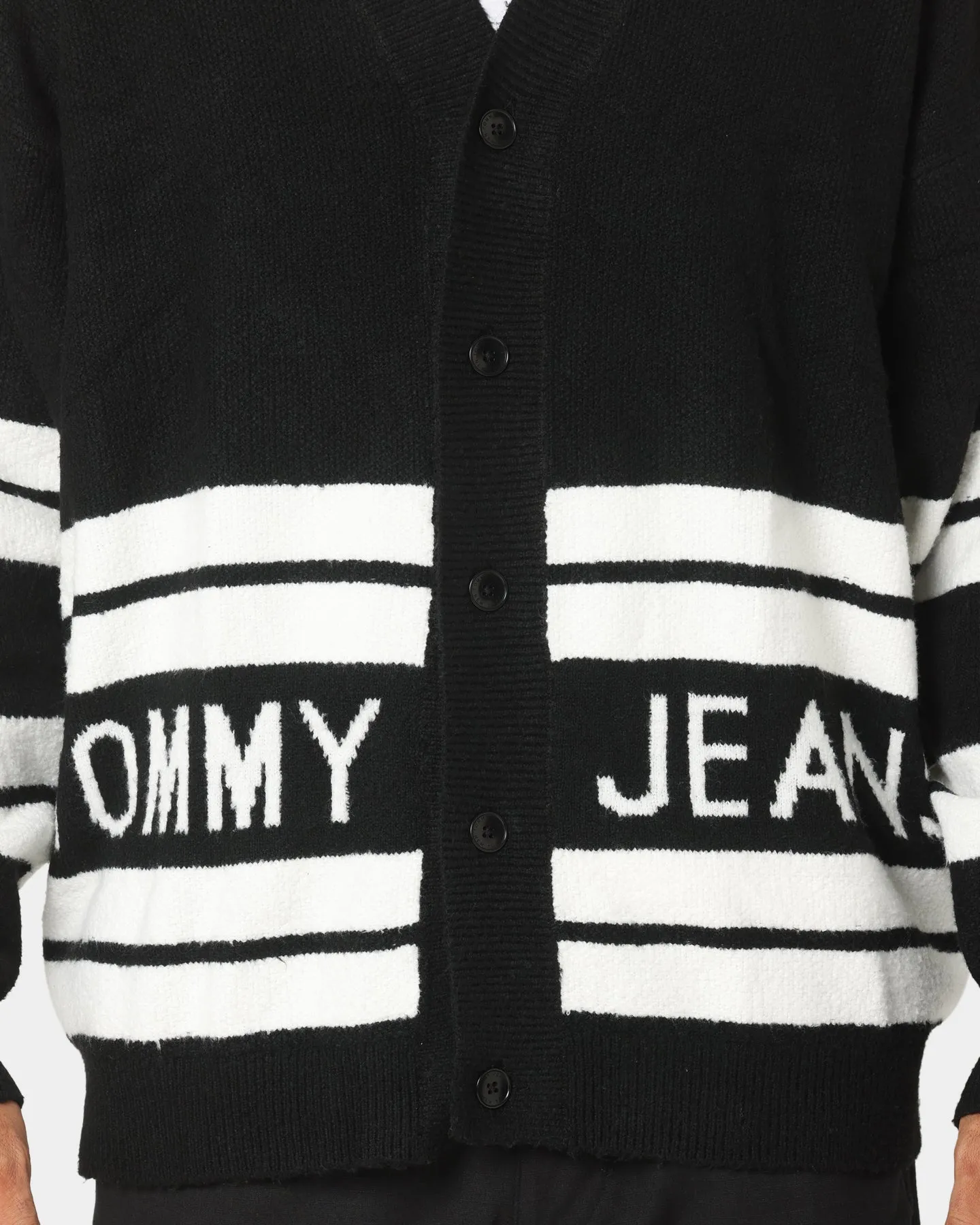 Tommy Jeans Stripe Graphic Cardigan Black