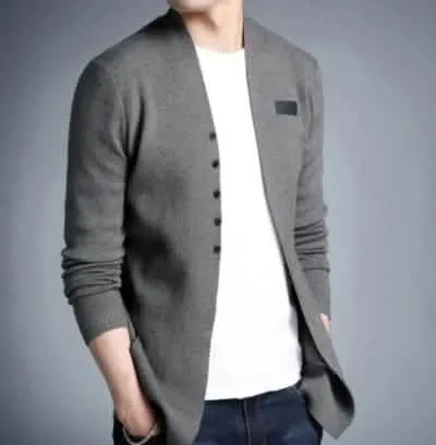 Trendy Men's Button-Detail Slim Fit Cardigan